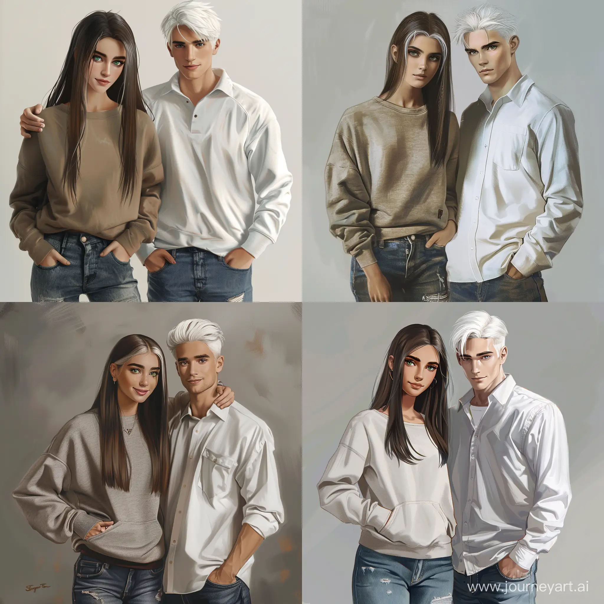 Teenage-Couple-in-Casual-Attire-Realistic-Art-Portrait