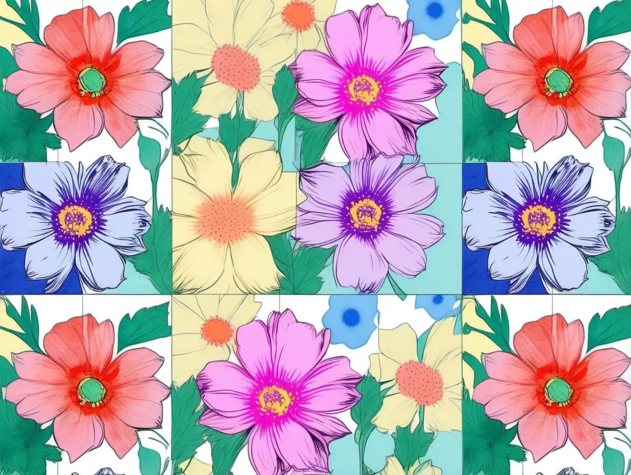 /imagine prompt pastel watercolor BEGONAS flowers clipart on a white background andy warhol inspired --tile