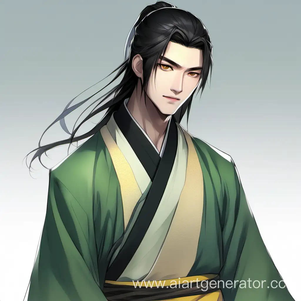 Elegant-Young-Man-in-Traditional-Green-Hanfu-with-Unique-Features