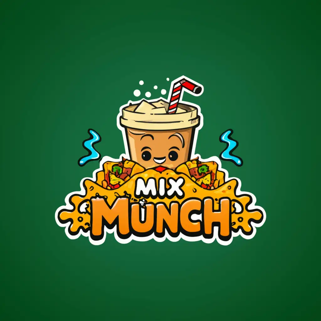 LOGO-Design-For-Mix-N-Munch-Vibrant-Iced-Coffee-Nachos-and-Green-Soda-Concept