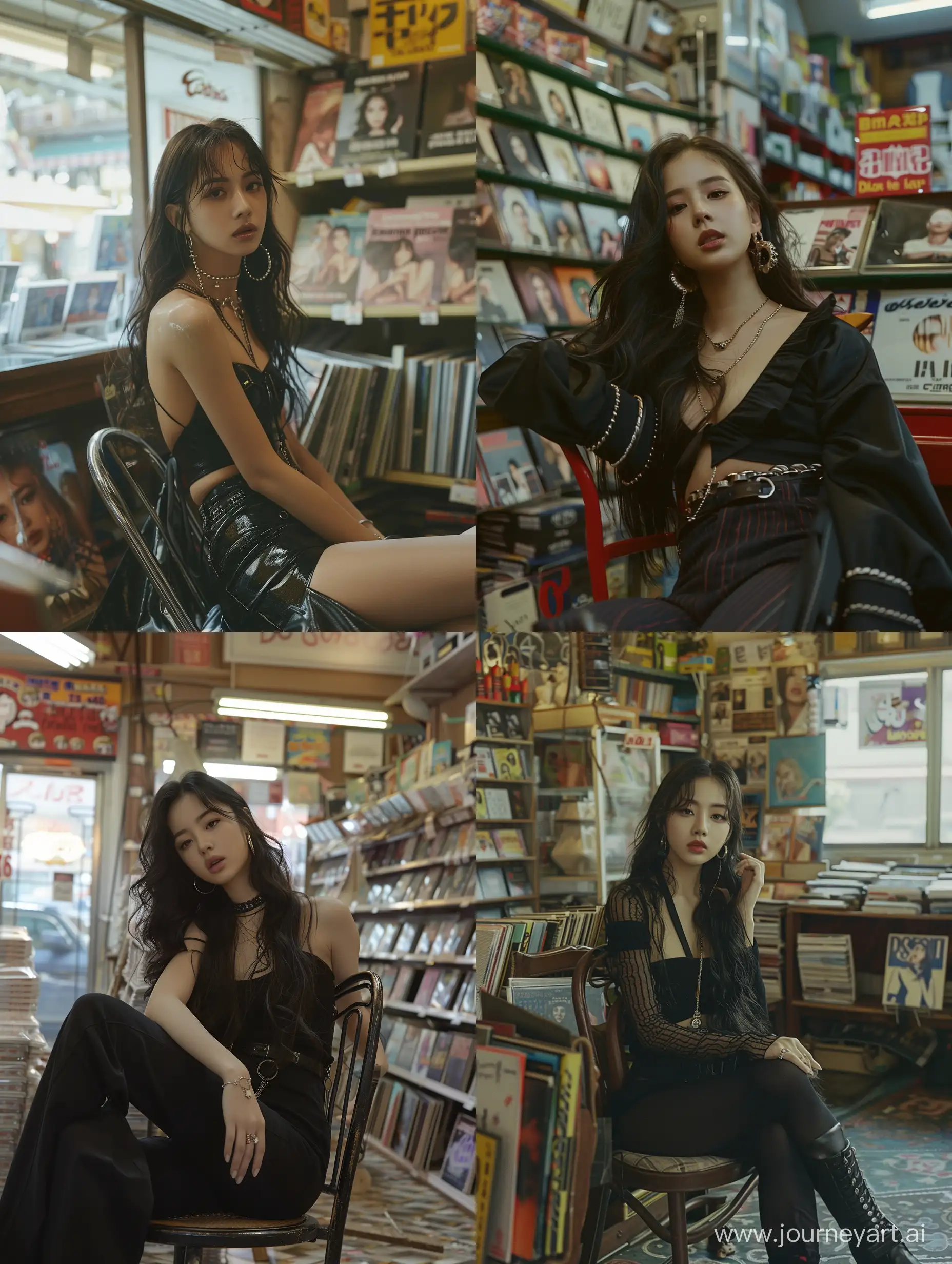 Blackpinks-Jennie-Sitting-in-Album-Store-Amidst-Low-Light-with-Fujifilm-Appeal