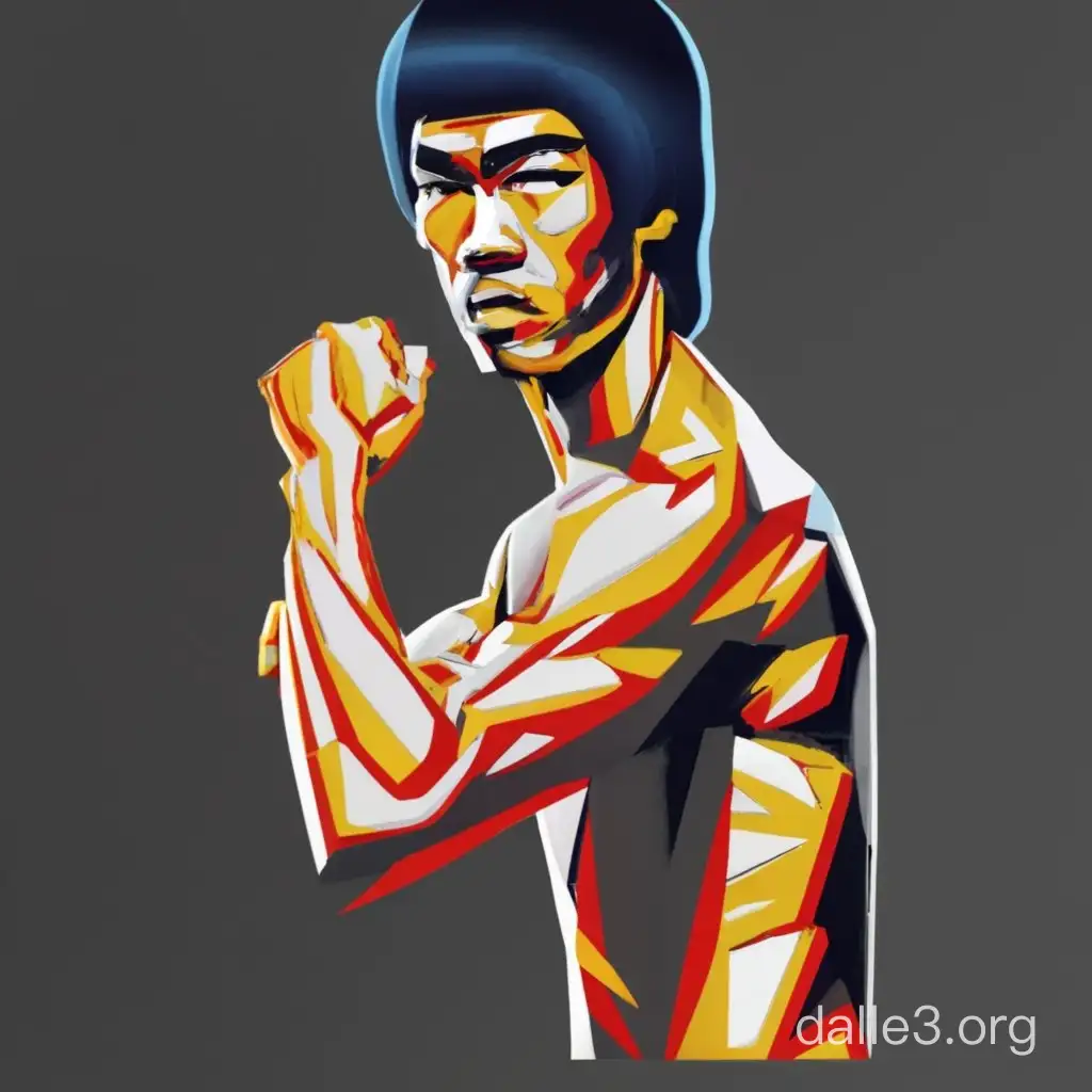 Dynamic 3D Bruce Lee Sculpture Martial Arts Legend in Action | Dalle3 AI