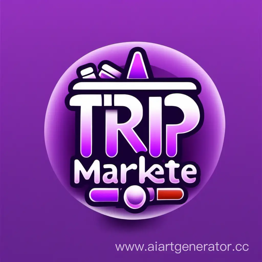 Сделай логотип для нарко шопа в телеграмм канала под названием "Trip Market" в фиолетовом цвете