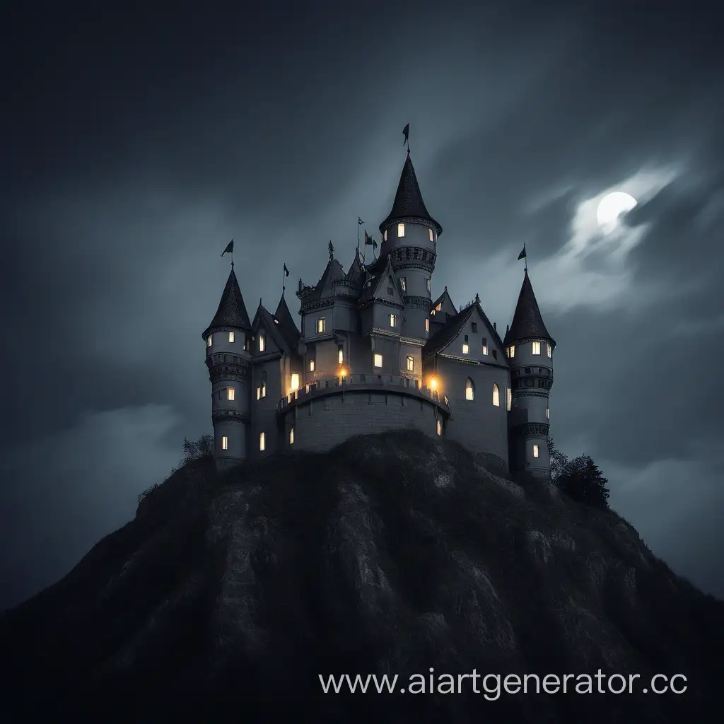 Majestic-Night-Castle-with-Moody-Gray-Sky