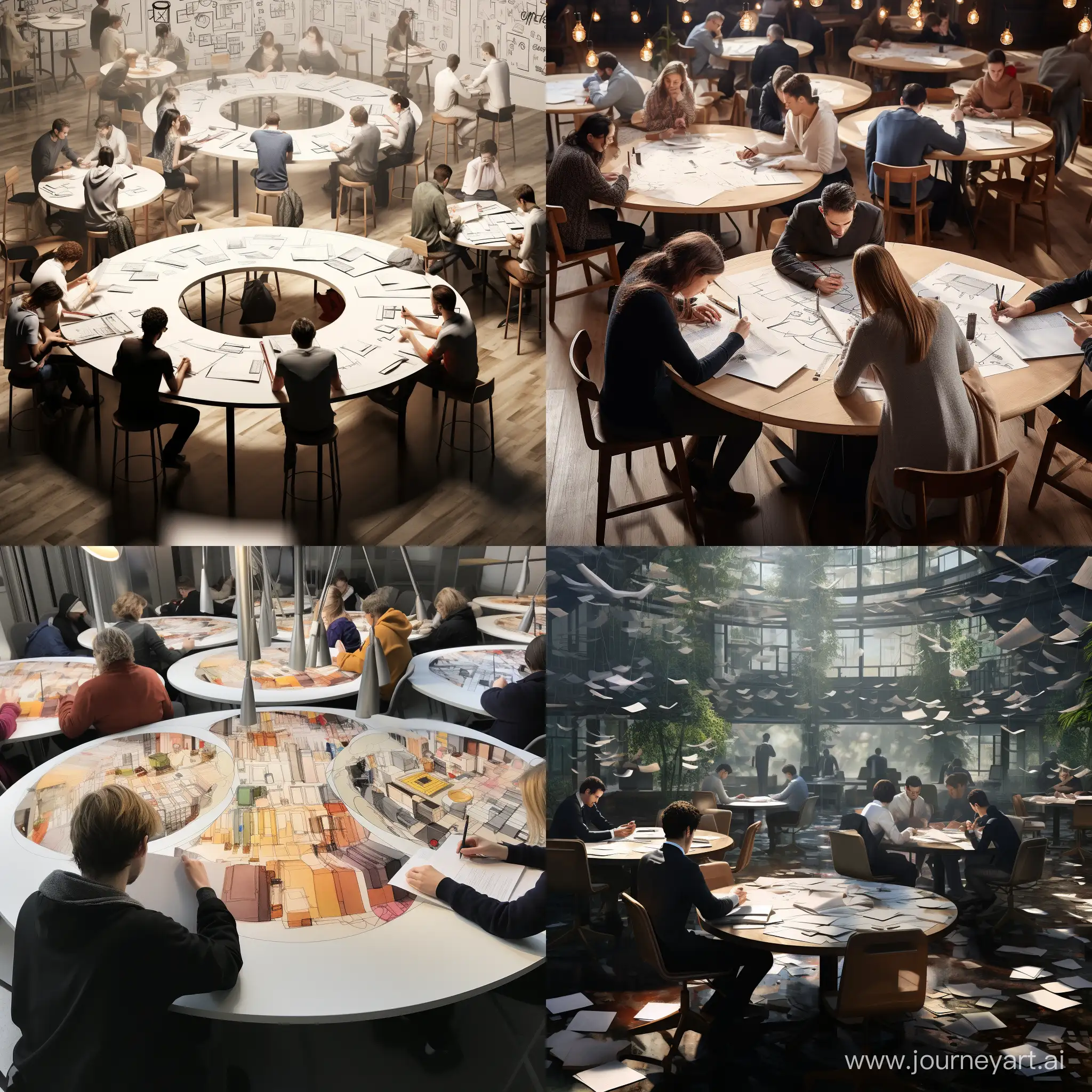 Business-Professionals-Engaged-in-Strategic-Thinking-with-Papers-at-Round-Tables-8K-Round-Photo