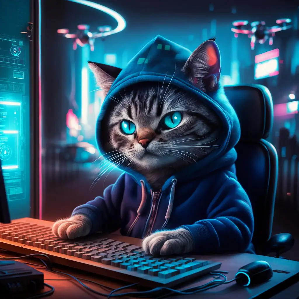 Clever Cat Hacking Computer System
