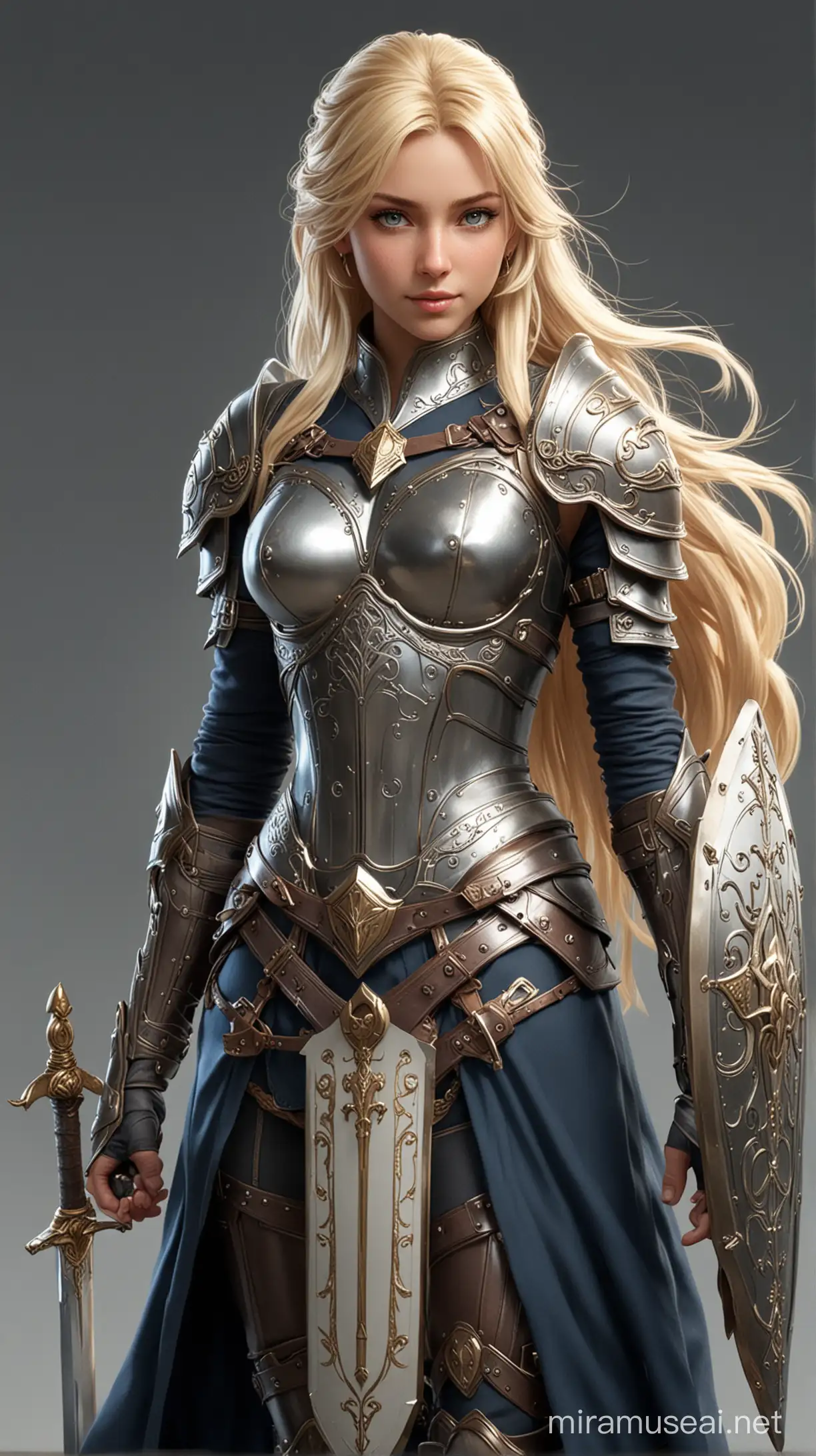 Hirelia Adventurous Warrior with Elegant Armor and Sword