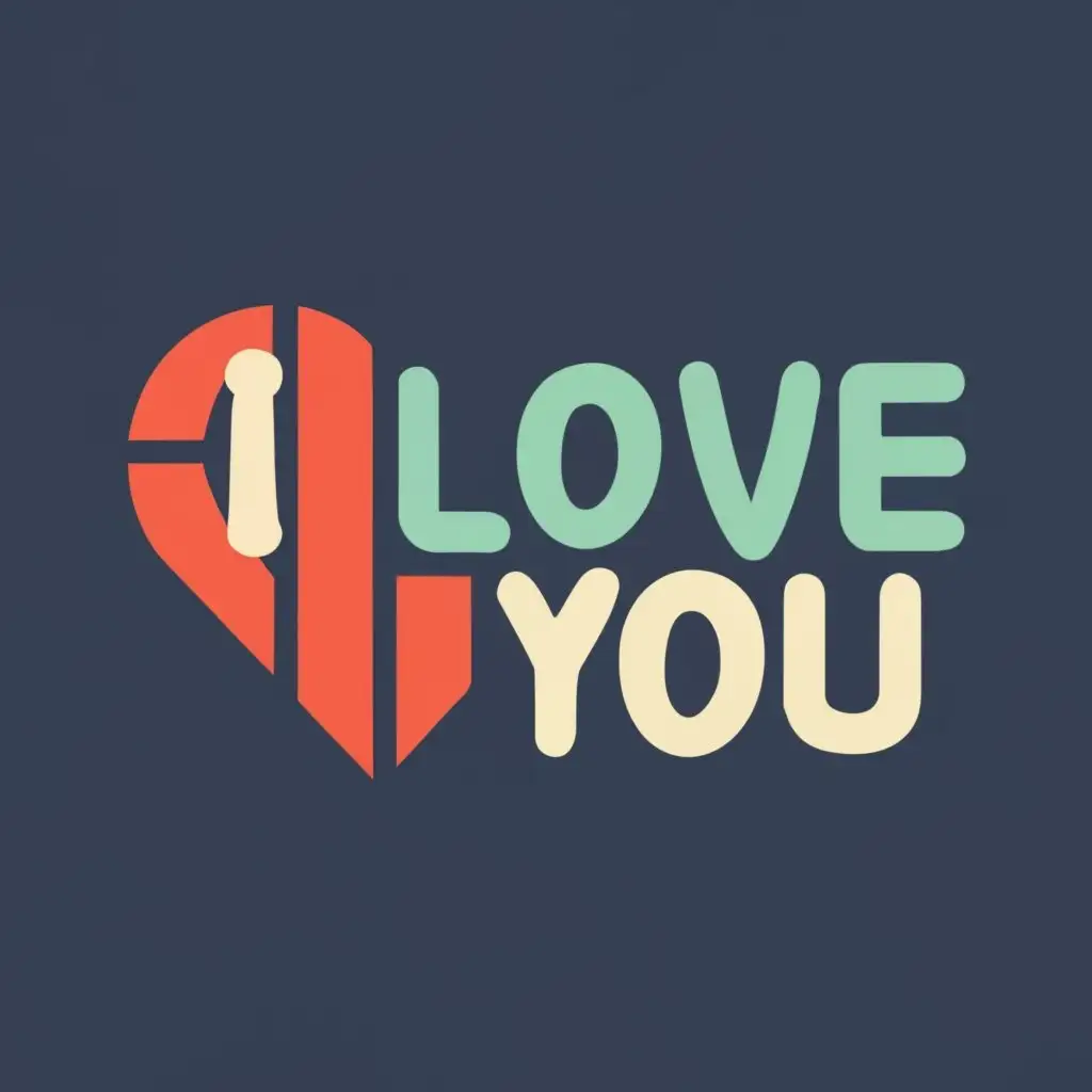 logo, love, with the text "I Love You", typography, be used in Technology industry