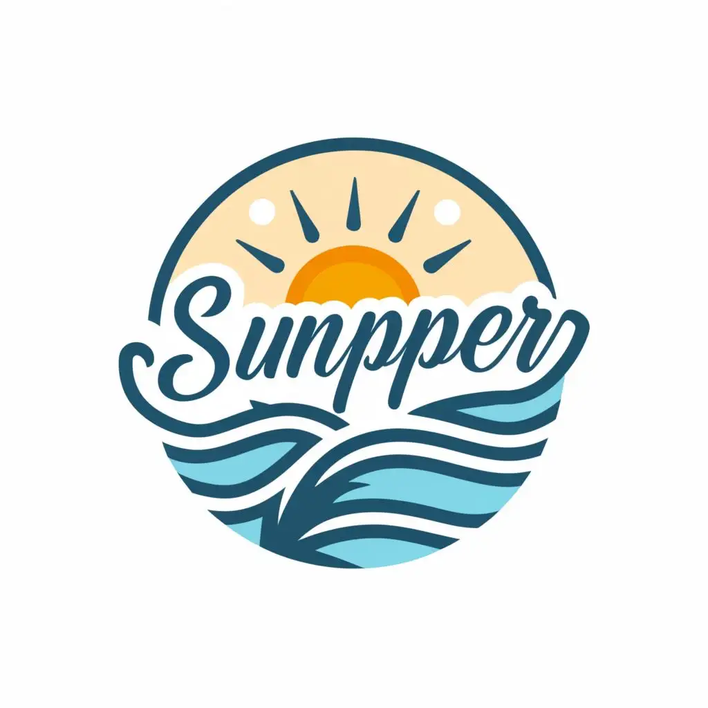 logo, Water, with the text "Sunsipper", typography