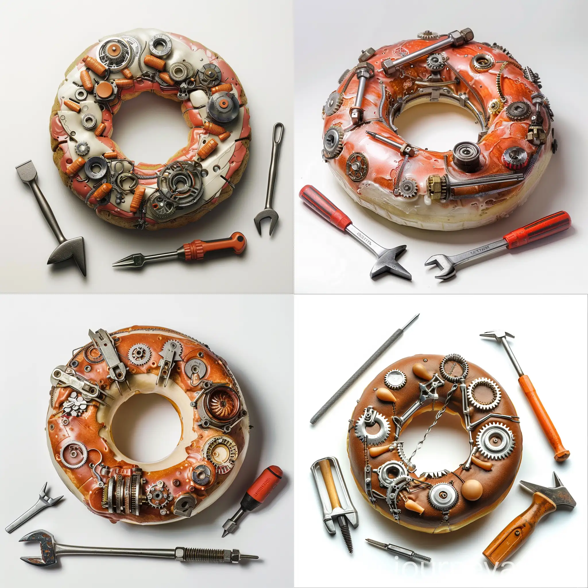 Cyberpunk-Biomechanical-Donut-with-Engineering-Tools