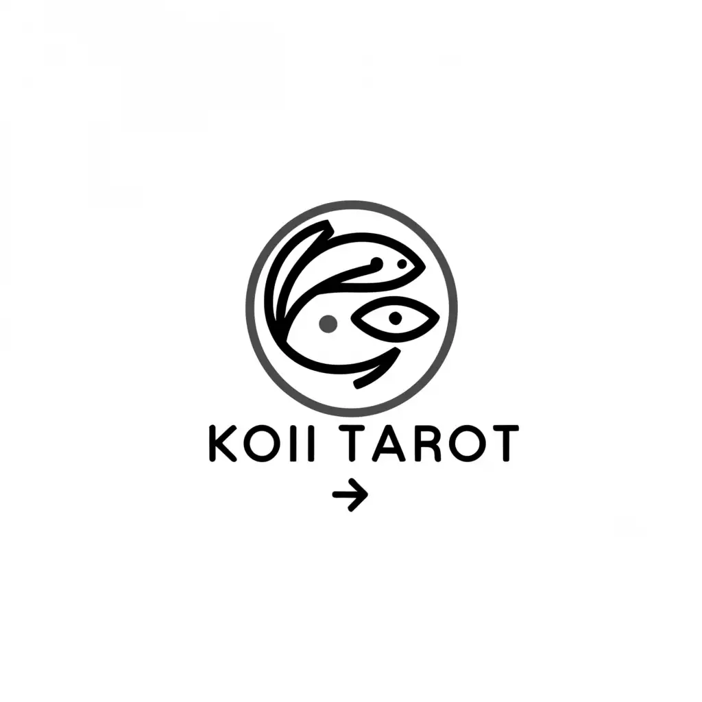 a logo design,with the text "Koi Tarot", main symbol:Koi carp,Minimalistic,clear background