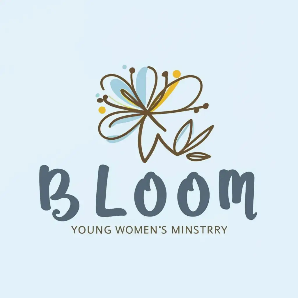 LOGO-Design-For-Young-Womens-Ministry-Baby-Blue-Blooms-with-Elegant-Typography