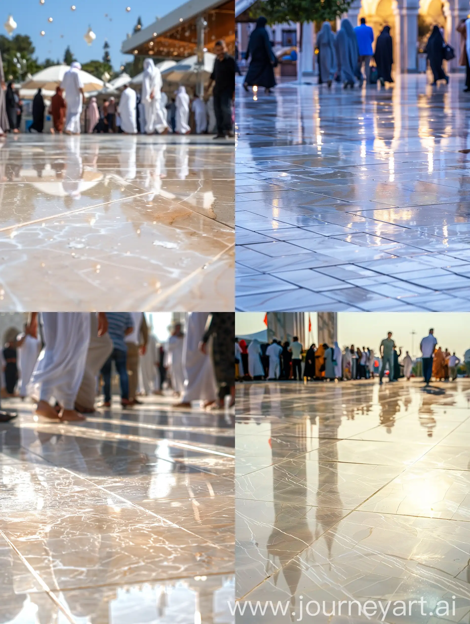 Ramadan fest event on the square, clear tiled light marble floor with Ramadan fest in the background, photography detailed beautiful