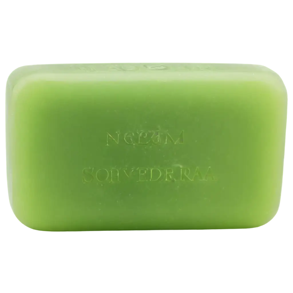 green color soap on which "Neem Aloevera" is written.
soap ios rectangular with curve corners