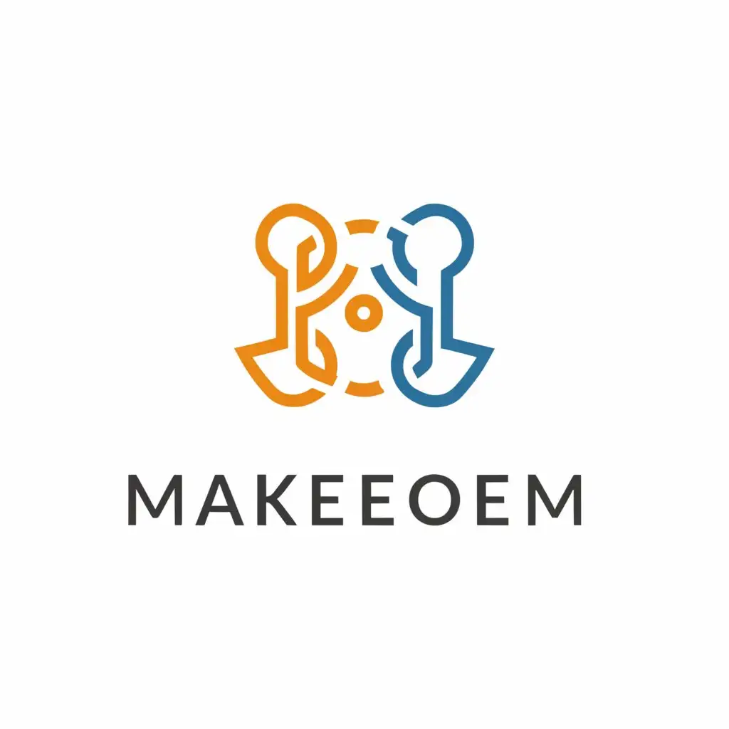 a logo design,with the text "MakeOEM", main symbol:B2B,Minimalistic,be used in Retail industry,clear background