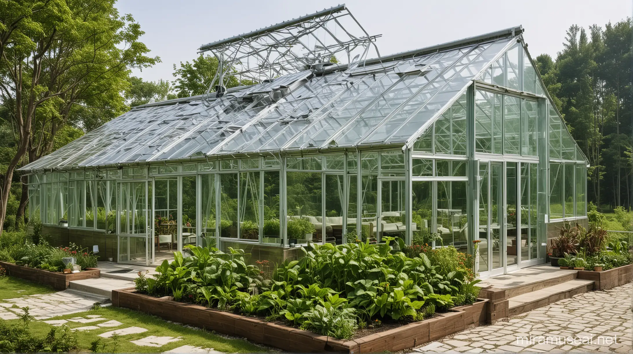 high-tech green house, splendid, large, sense of future