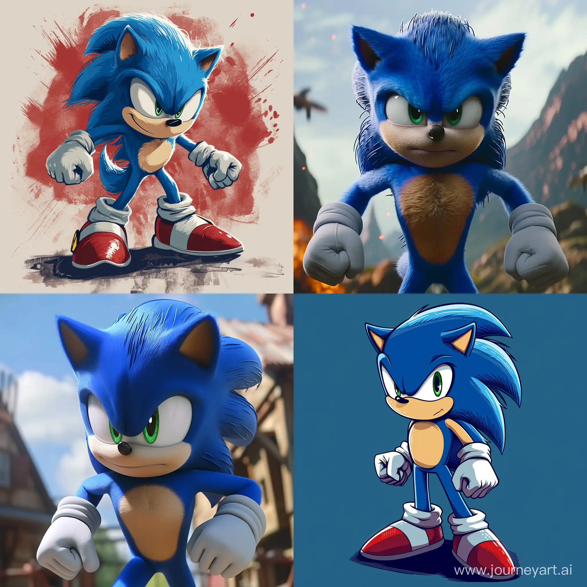 Muscular-Sonic-the-Hedgehog-in-Action-Digital-Art
