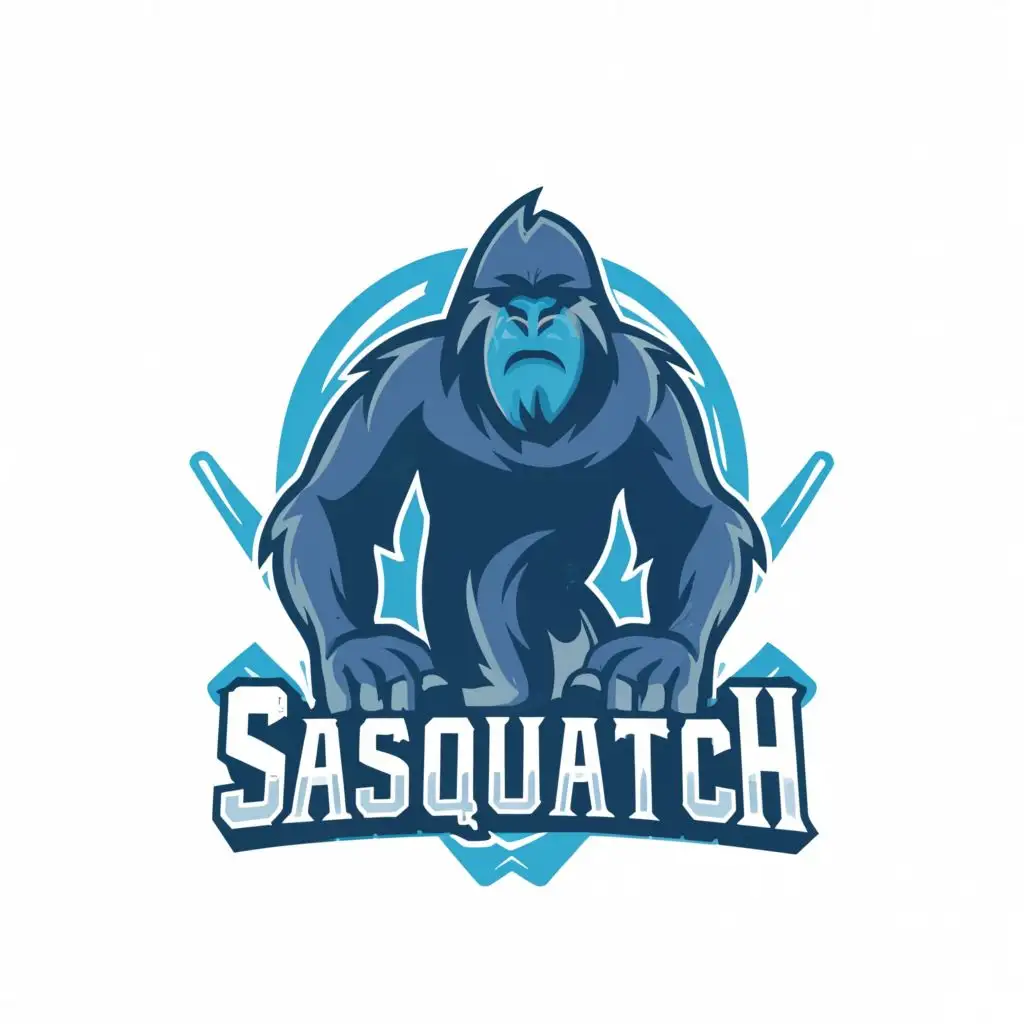 a logo design,with the text "Spokane Softball, light blue, navy", main symbol:Sasquatch, Bigfoot,Moderate,be used in Sports Fitness industry,clear background