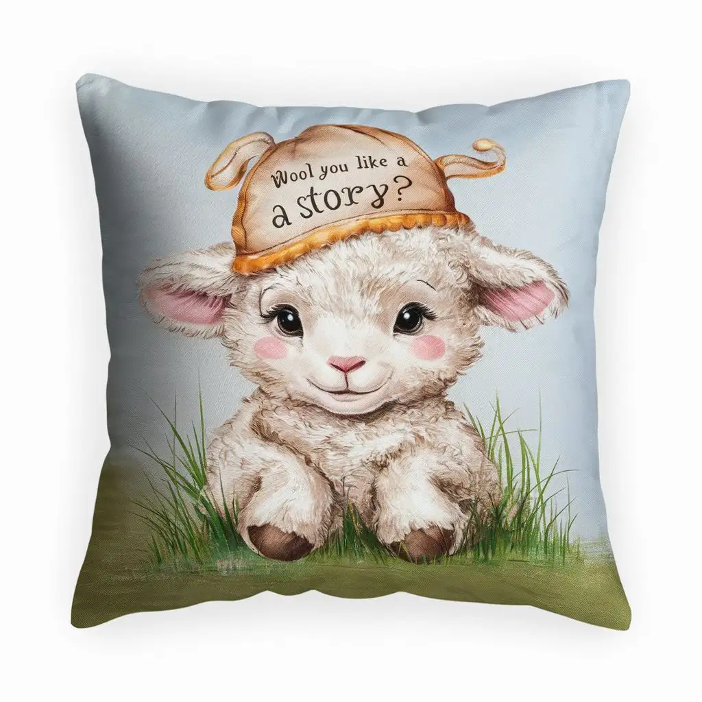 nursery lamb themed infant throw pillow