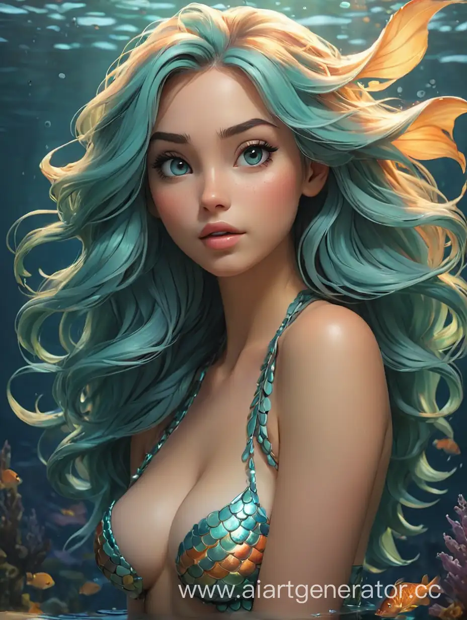 Draw a very beautiful and naked mermaid