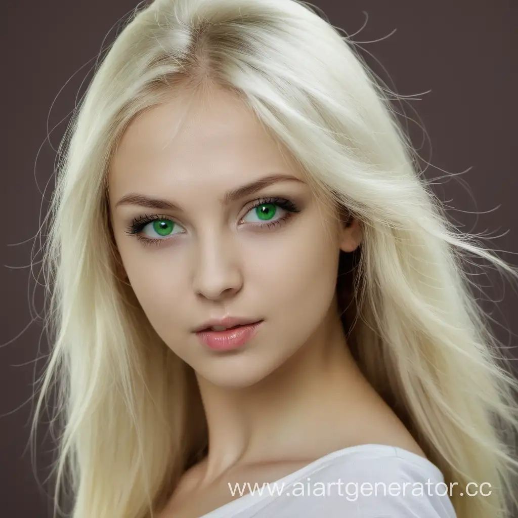 Девушка, русская, 25 лет, блондинка, зелёные глаза, общий план