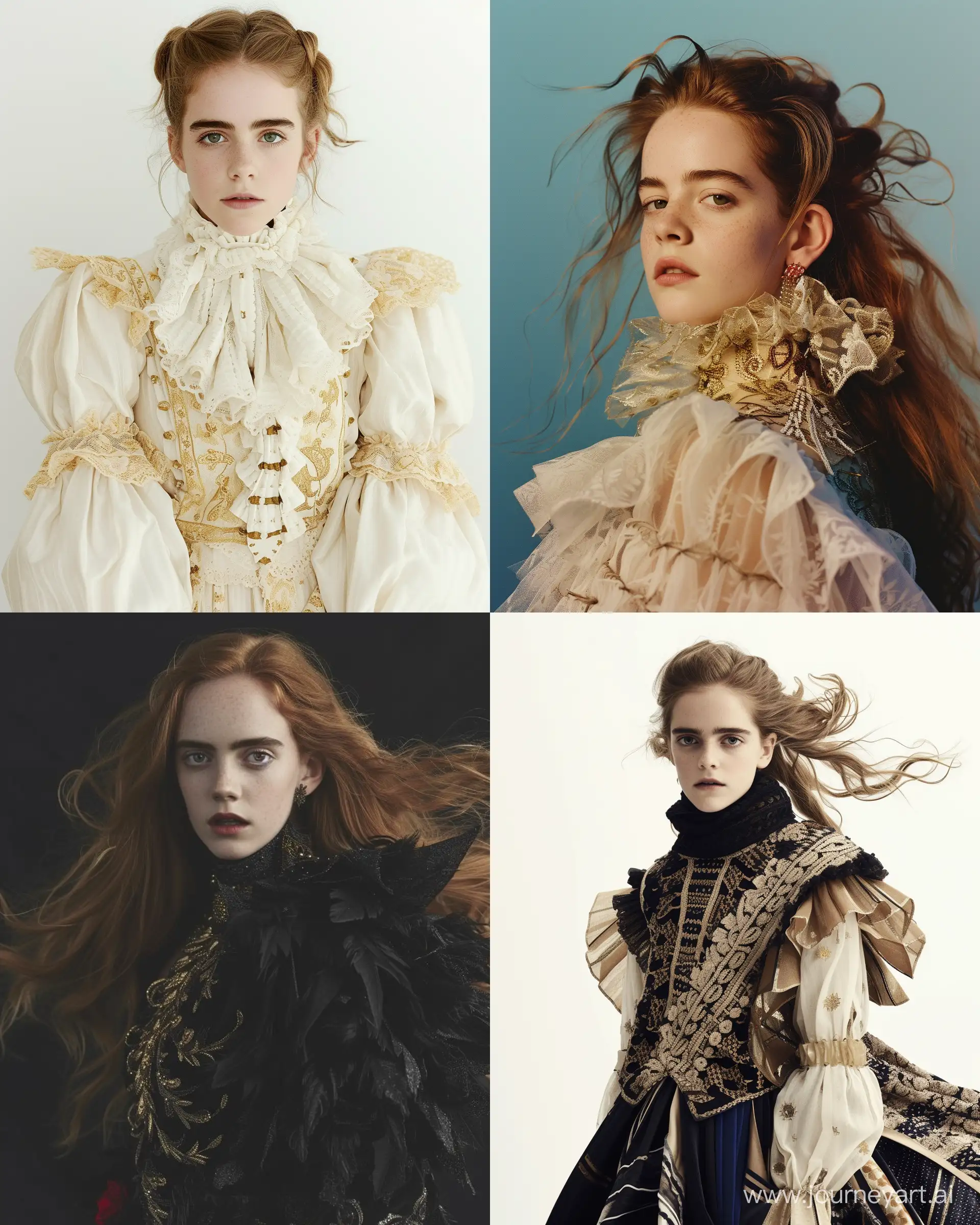 Experience the allure of high fashion with a jaw-drop cover shot by the talented Miles Aldridge. This visually stunning image showcases a striking Hermione Granger. Shot with the Zeiss Otus 85mm f/1.4 lens, this photo offers exceptional sharpness and detail, allowing every intricate detail of the model's ensemble to shine. The raw style chosen adds a touch of authenticity, elevating the image to a new level of visual appeal. With a stylization level of 50, the image blends fashion and art, creating a truly unforgettable cover --ar 4:5 --style raw --stylize 50 --v 6.0