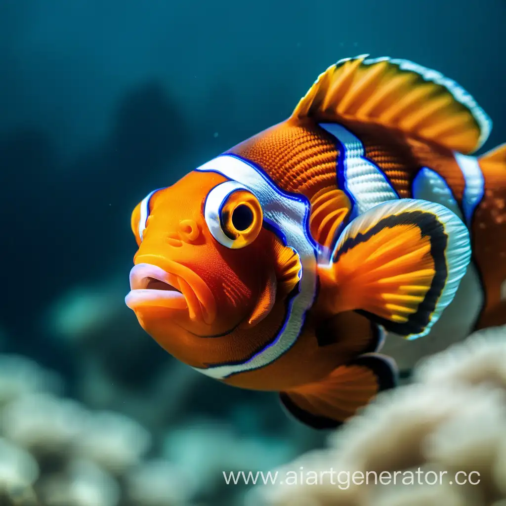 Underwater-Profile-of-Clownfish-with-Humanlike-Facial-Features