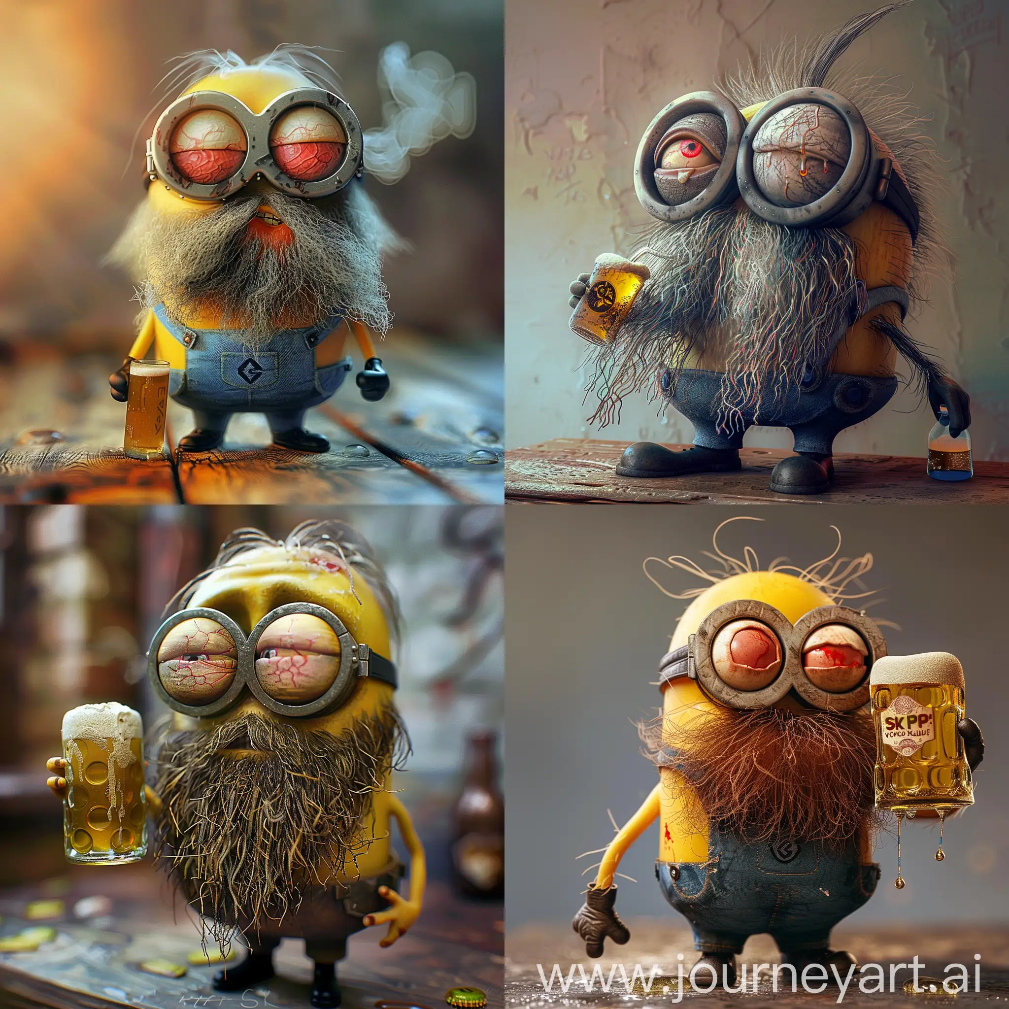 Overgrown-Bearded-Minion-Vova-Skuf-Drinking-Beer