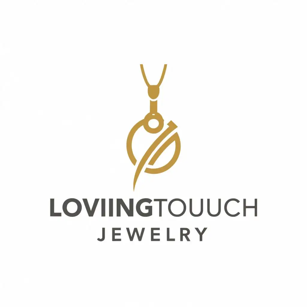 a logo design,with the text "LovingTouch Jewelery", main symbol:necklance, finger pointing.,Moderate,clear background