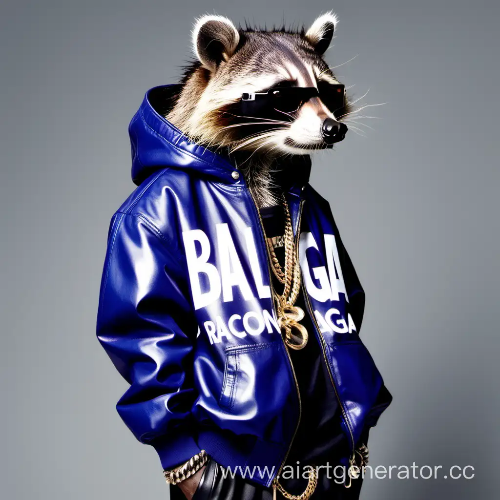Stylish-Rapper-Raccoon-Showcasing-Balenciaga-Fashion