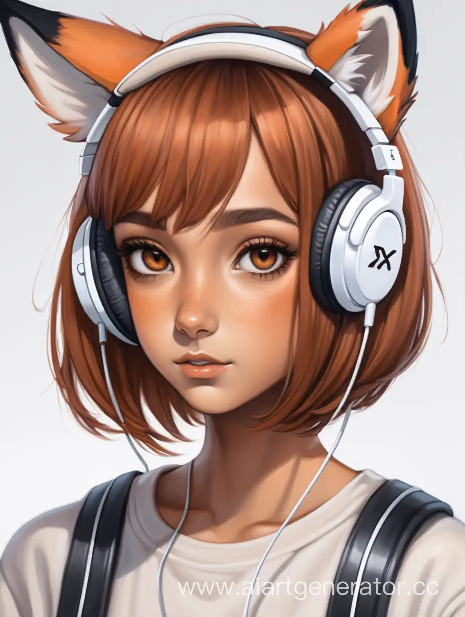 FoxyEyed-Girl-with-Chestnut-Hair-Listening-to-Music-in-Fox-Ear-Headphones