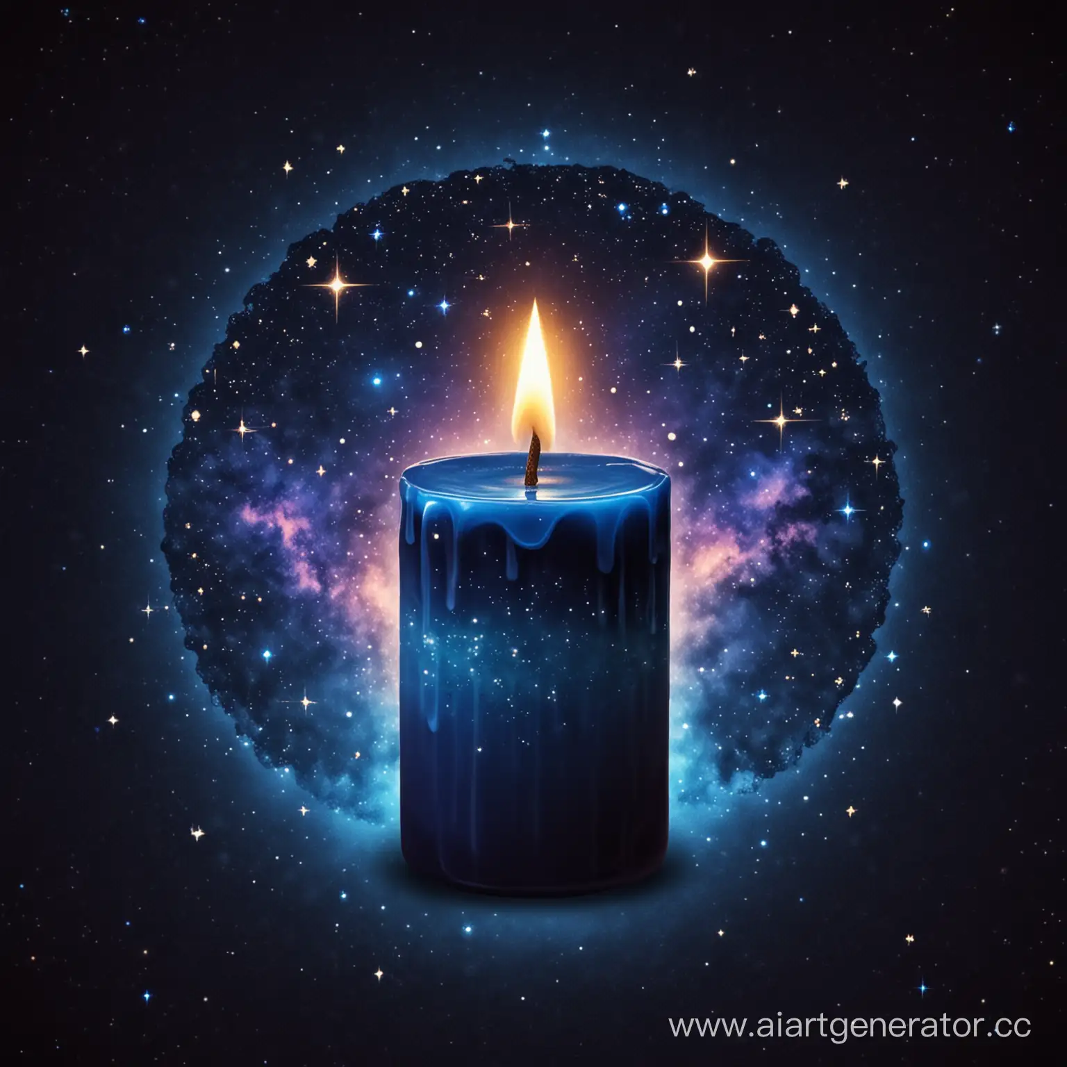 Mystical-Dark-Blue-Candle-Illuminating-Cosmic-Depths