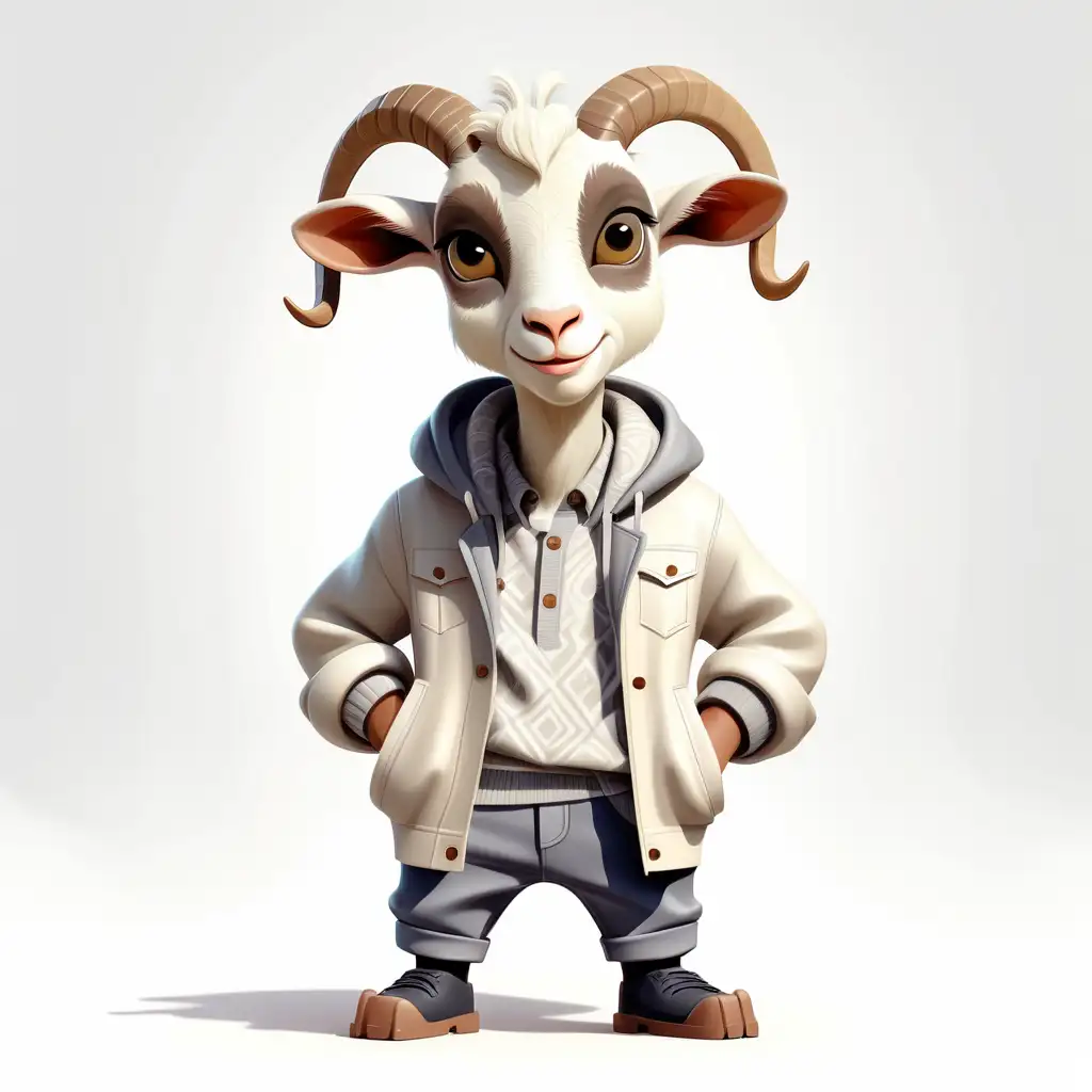 Cartoon Goat in Stylish Designer Clothes Full Body Clipart