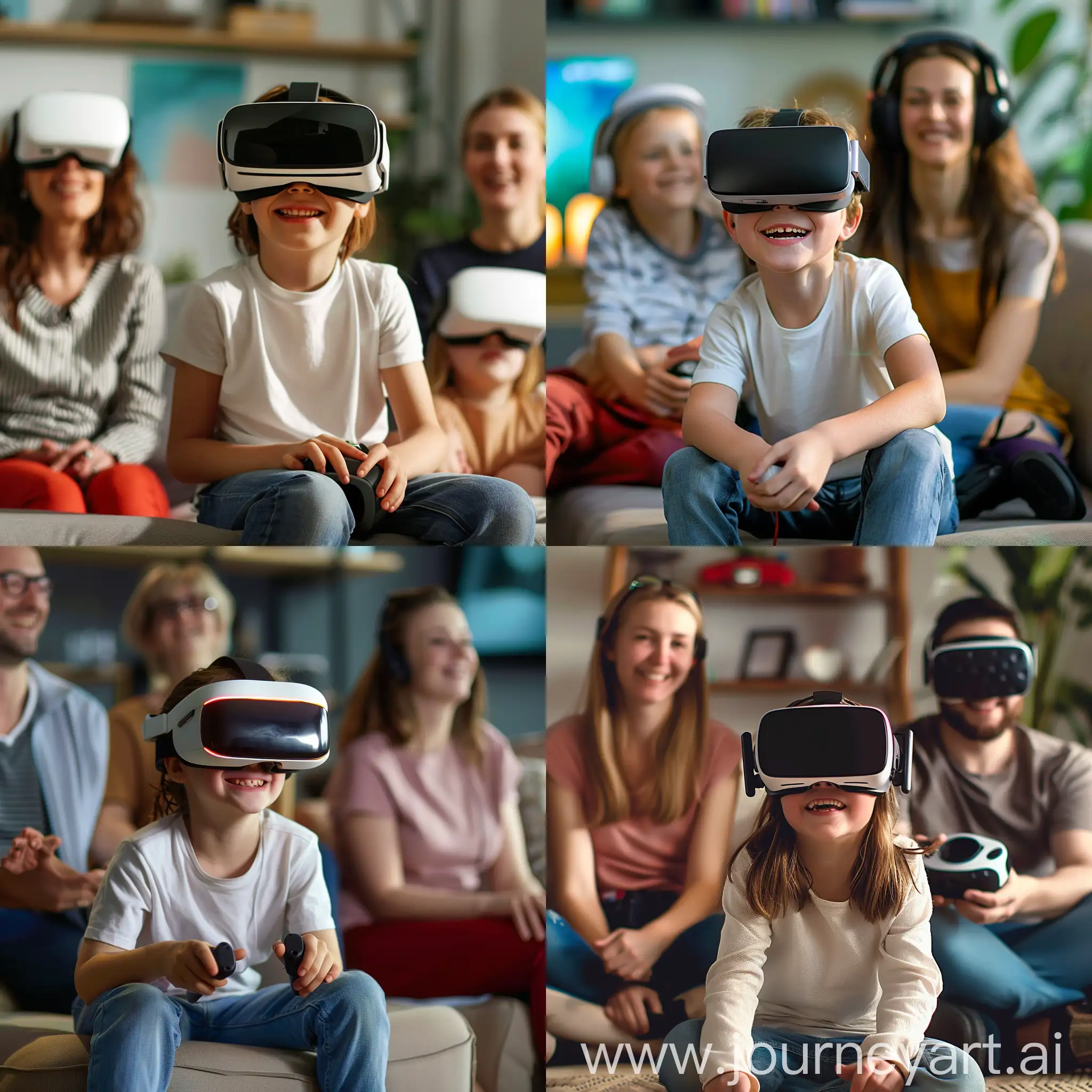 Joyful-Children-Playing-VR-Games-with-Proud-Parents