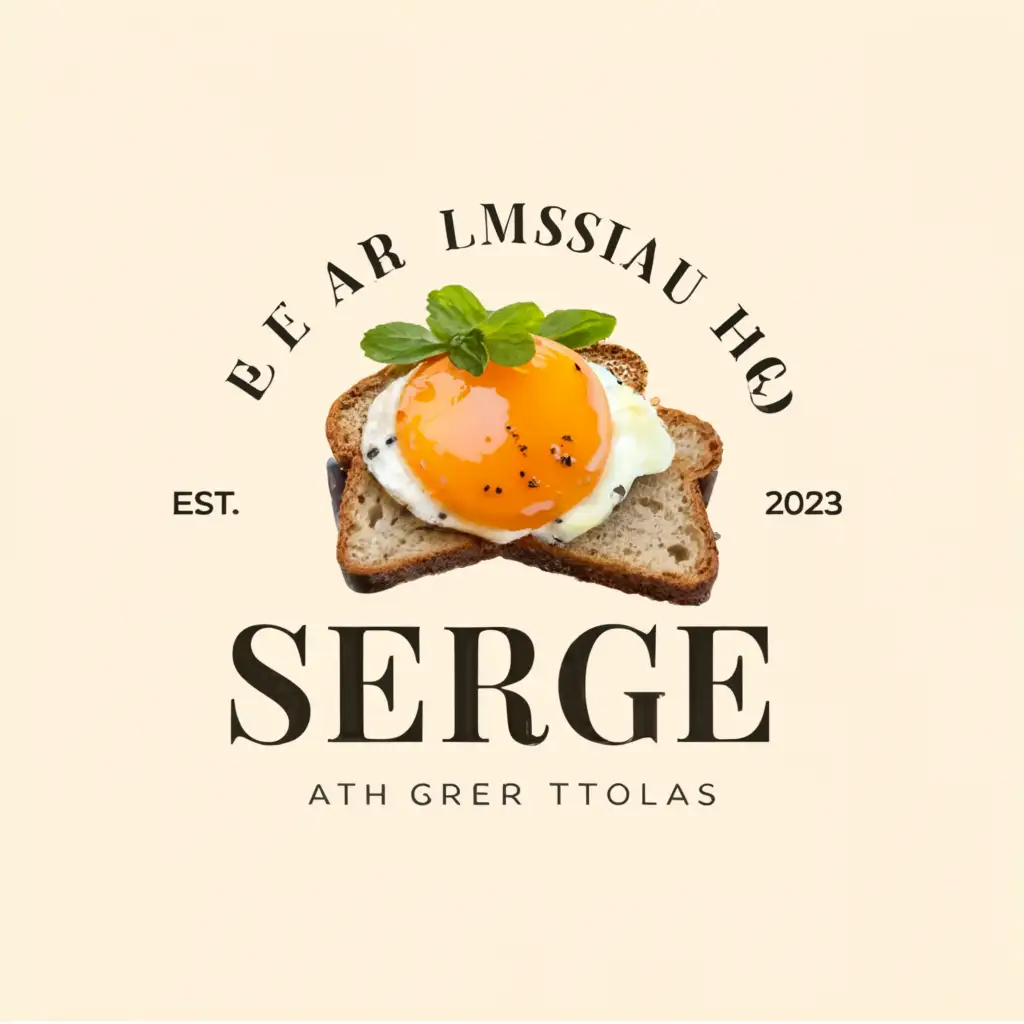 a logo design, with the text 'Serge', main symbol: a classy toast with luxury ingredients, Moderate, be used in Restaurant industry, clear background