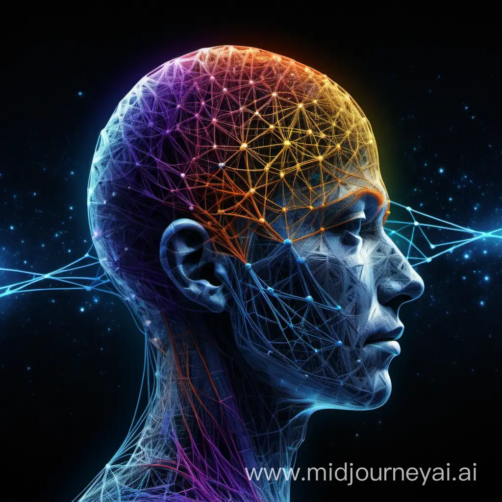 Contemplative Mind Cosmic Neural Network Portrait
