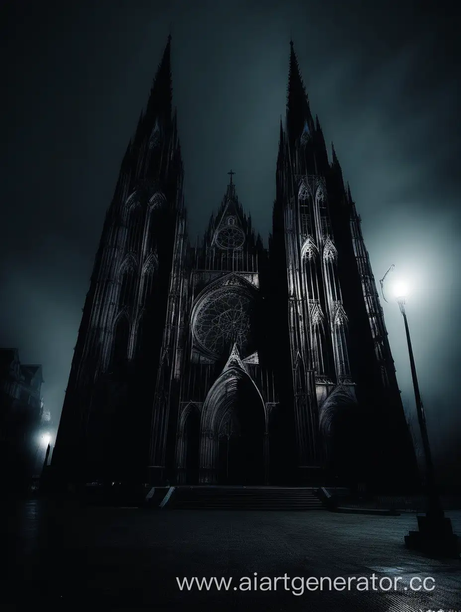 Мрачный готический собор ночью