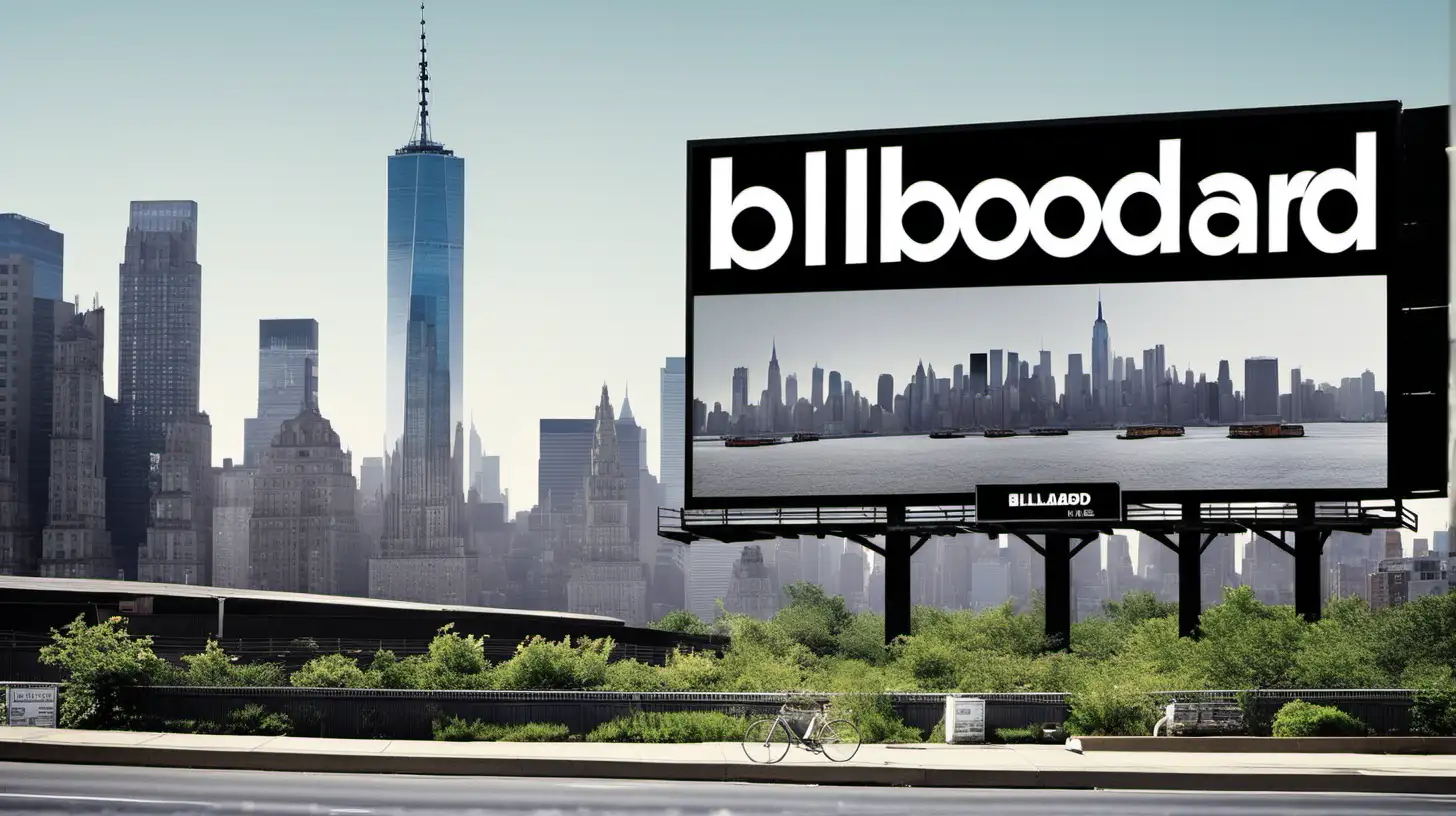 New York Skyline Billboard at Street Level