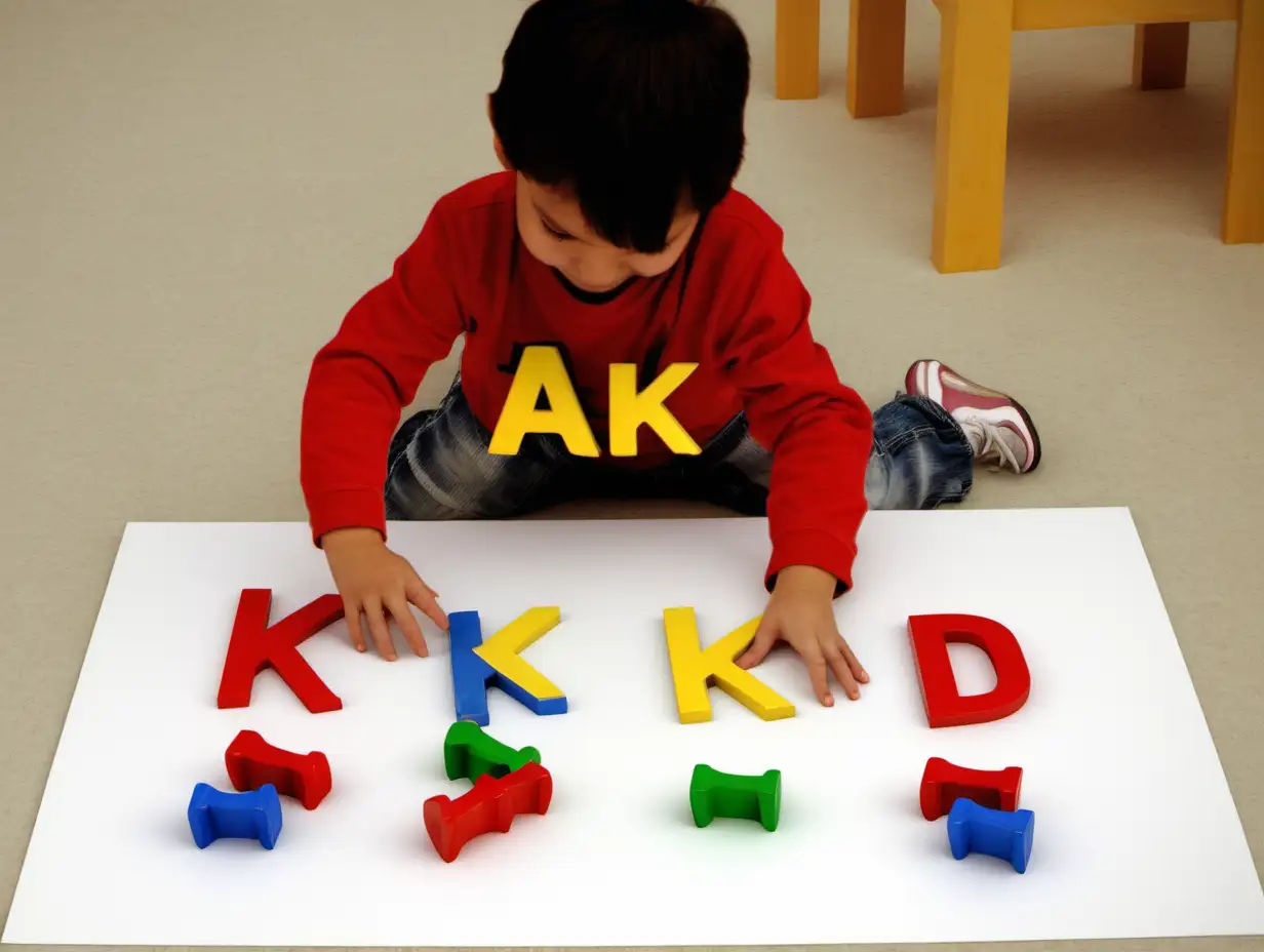 Child Learning Alphabets Exploring Letters D A K I