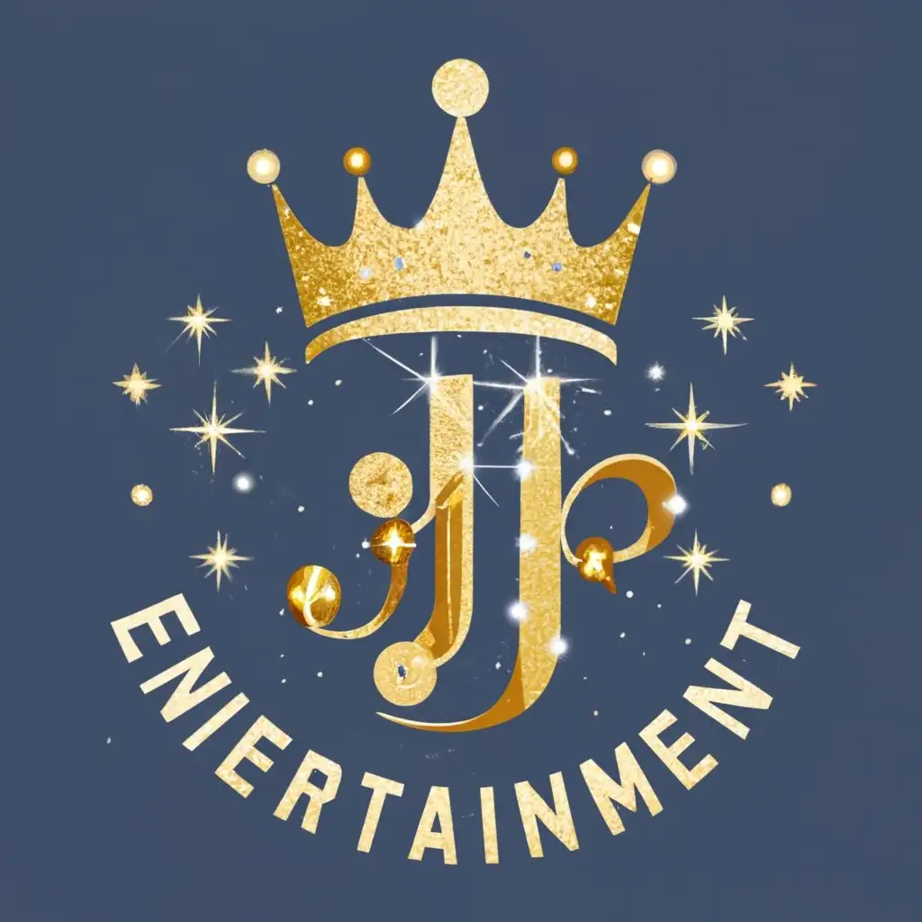 logo, GOLDEN TIPE DIAMONDS crown SPARKLKES GLITTER, with the text "JP Entertainment USA ", typography, be used in Entertainment industry