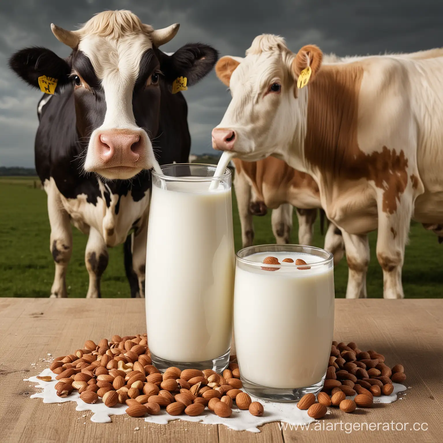 орехи и коровы вместе делают молоко 