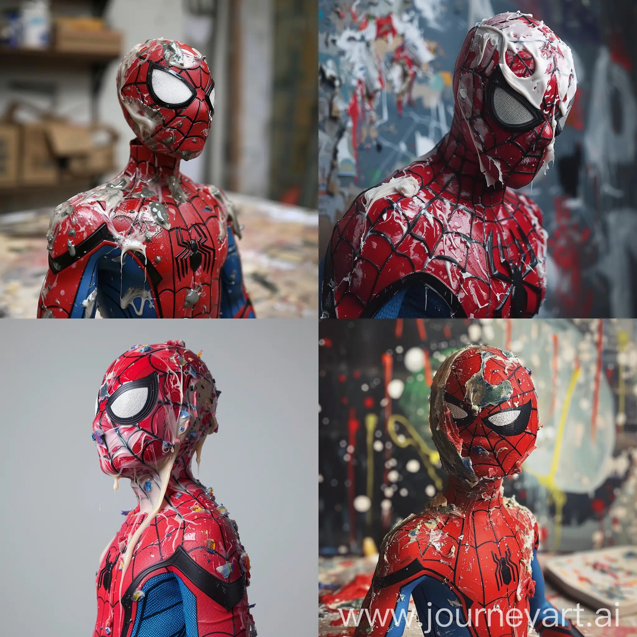 spiderman covered in glue 