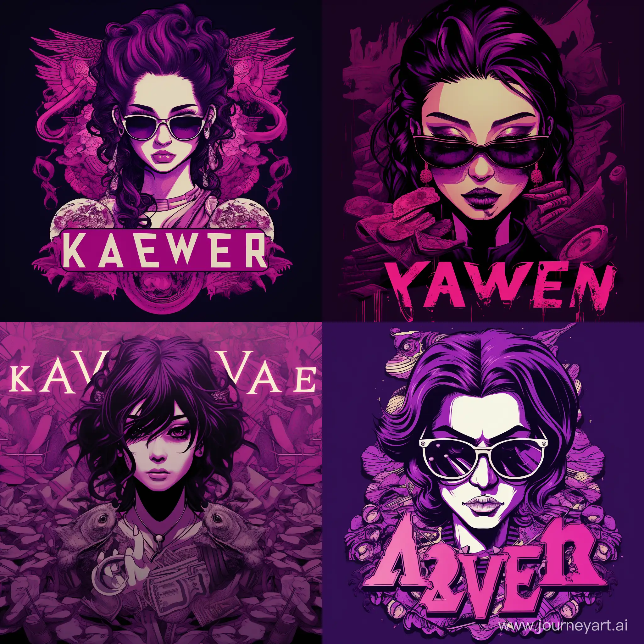 Kaverz-Avatar-Vibrant-Purple-and-Pink-with-Japanese-Style-Money-Background