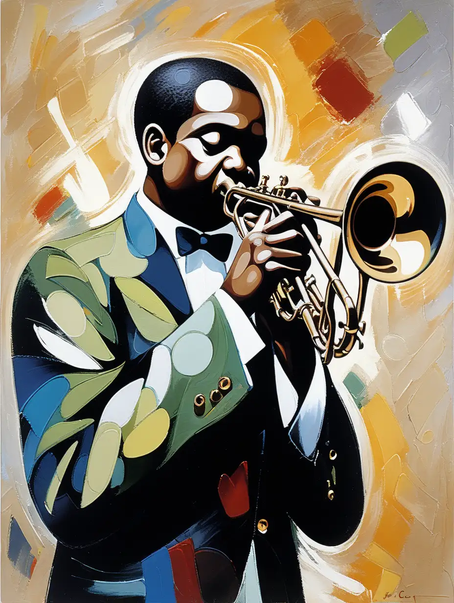 Abstract Expressionism Maceo Playing Trumpet