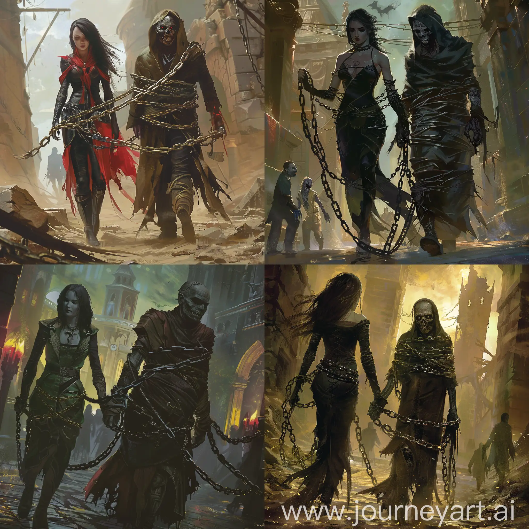 Ethereal-Vampire-Leading-Chained-Zombie-in-Innistrad