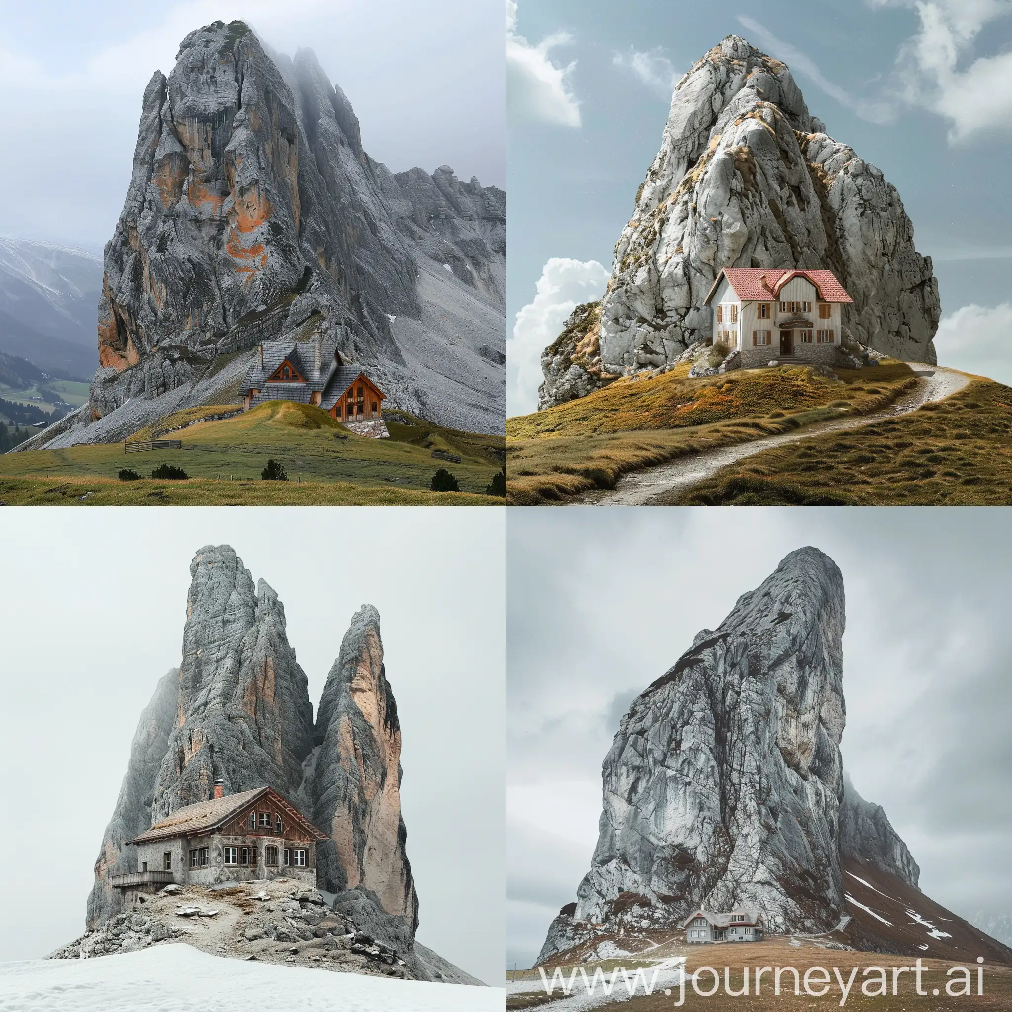mountain in a shape of house
