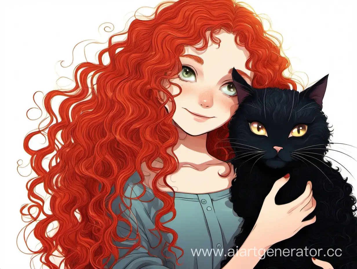 Adorable-RedHaired-Girl-Embracing-a-Black-Cat