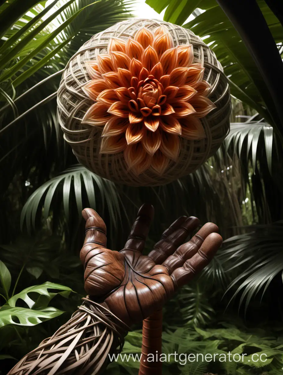 Earth-Giant-Contemplating-a-Blossoming-Flower