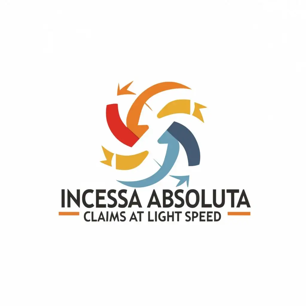 logo, claims, with the text "Incessa Absoluta
claims at light speed
", typography, be used in Technology industry