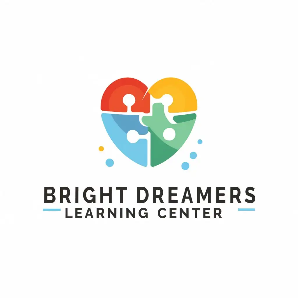 a logo design,with the text "Bright Dreamers Learning Center", main symbol:autism heart puzzle,Moderate,be used in Education industry,clear background